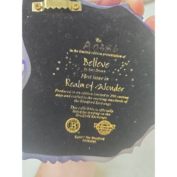 2007 Bradford Exchange "Believe" Realm of Wonder Limited Ed. Fairy Decor #A0386 - Picture 3 of 4